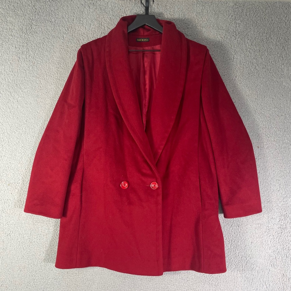 Worumbo 100% Wool Blazer Red Womens Vintage Coat Jacket Tailored USA M/L - Picture 2 of 13